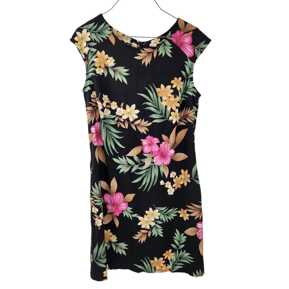 Kim Rogers Black Floral Cap Sleeve Dress Womens Size 10 - Picture 1 of 4